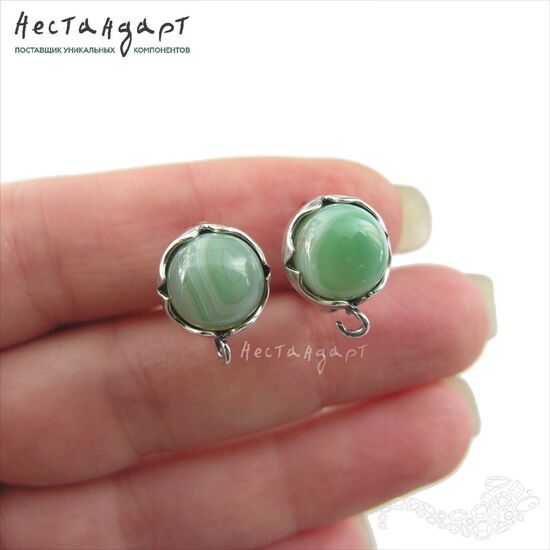 Швензы Solar со вставкой Агат Silver Plated 12 мм (пара), изображение 2