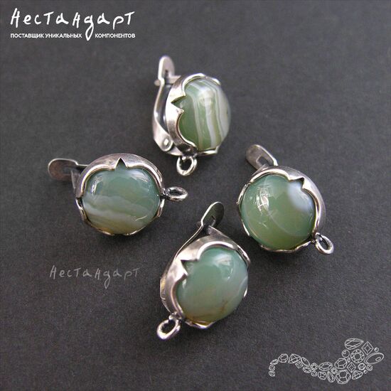 Швензы Solar со вставкой Агат Silver Plated 12 мм (пара), изображение 3