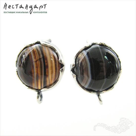 Швензы Solar со вставкой Оникс Silver Plated 12 мм (пара), изображение 4