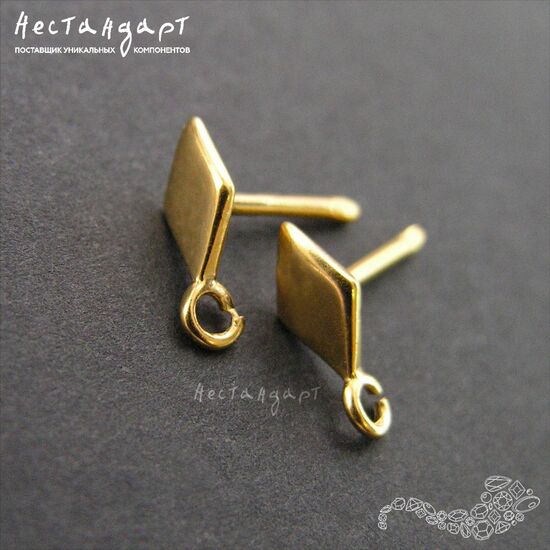 Швензы-пуссеты Rhombus Vermeil Sterling Silver 11 мм (пара), изображение 2