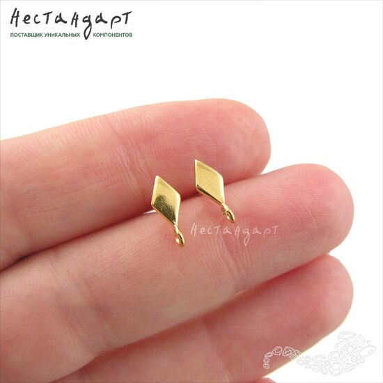 Швензы-пуссеты Rhombus Vermeil Sterling Silver 11 мм (пара), изображение 3