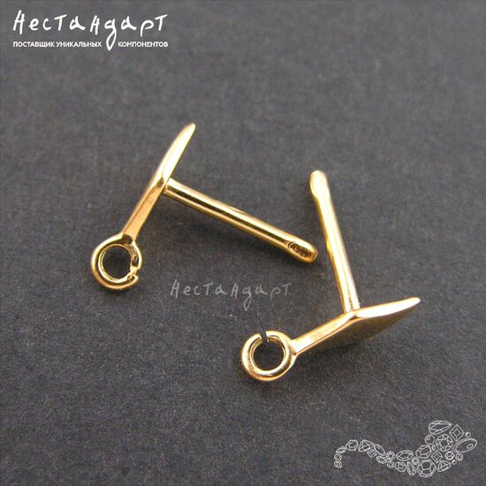 Швензы-пуссеты Rhombus Vermeil Sterling Silver 11 мм (пара), изображение 4