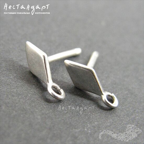 Швензы-пусеты Rhombus Sterling Silver 11 мм (пара)