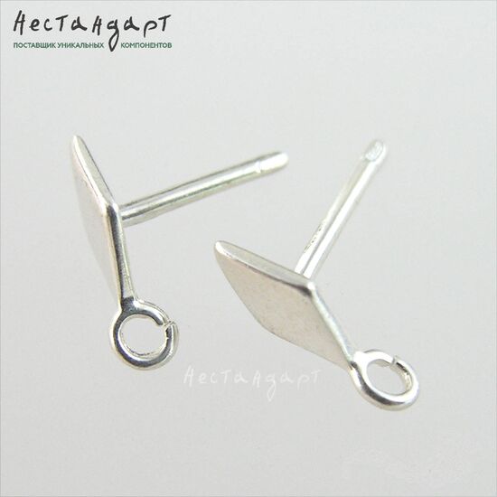 Швензы-пусеты Rhombus Sterling Silver Rhodium Plated 11 мм (пара), изображение 3