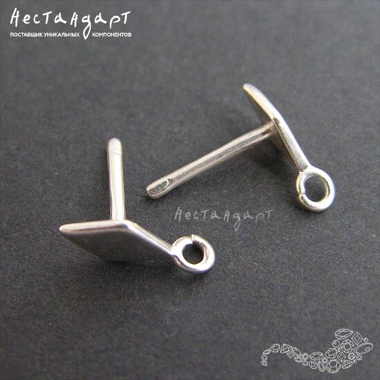 Швензы-пусеты Rhombus Sterling Silver Rhodium Plated 11 мм (пара), изображение 4