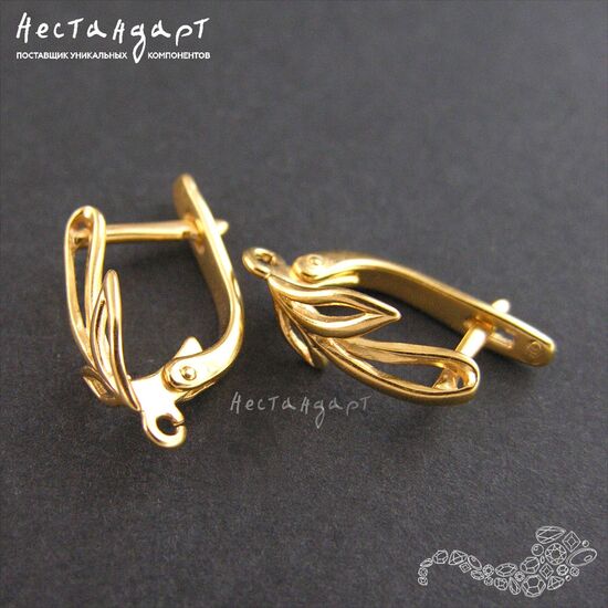 Швензы Golden Branch Vermeil Sterling Silver 16х6 мм (пара), изображение 4