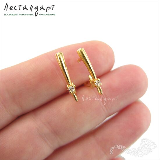 Швензы Gold Neat Vermeil Sterling Silver 17х3 мм (пара), изображение 2