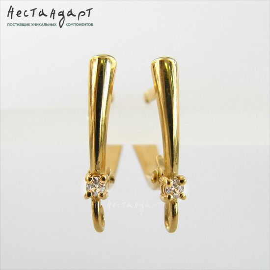 Швензы Gold Neat Vermeil Sterling Silver 17х3 мм (пара), изображение 3