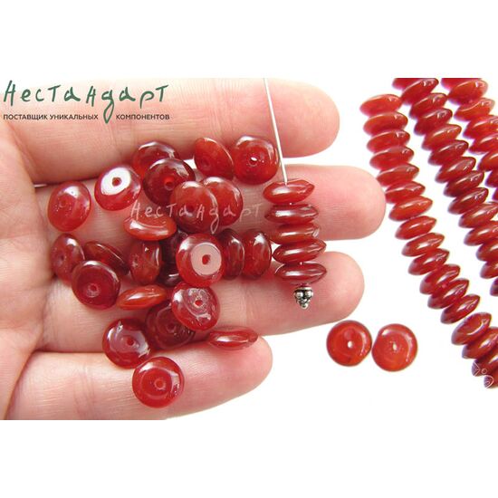 Сердолик натуральный Honey Rondel 10,5х4 мм (уп.10 шт.), изображение 3