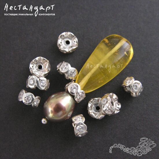 Бусина Fianit Rondel Sterling Silver 6х4 мм