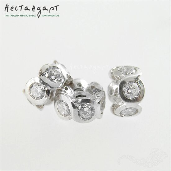 Бусина Fianit Rondel Sterling Silver 6х4 мм, изображение 2