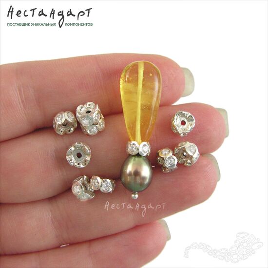 Бусина Fianit Rondel Sterling Silver 6х4 мм, изображение 3