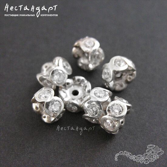 Бусина Fianit Rondel Sterling Silver 6х4 мм, изображение 4