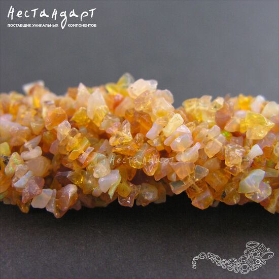 Опал натуральный эфиопский желтый галтовка 4-6 мм (нить 10 см)