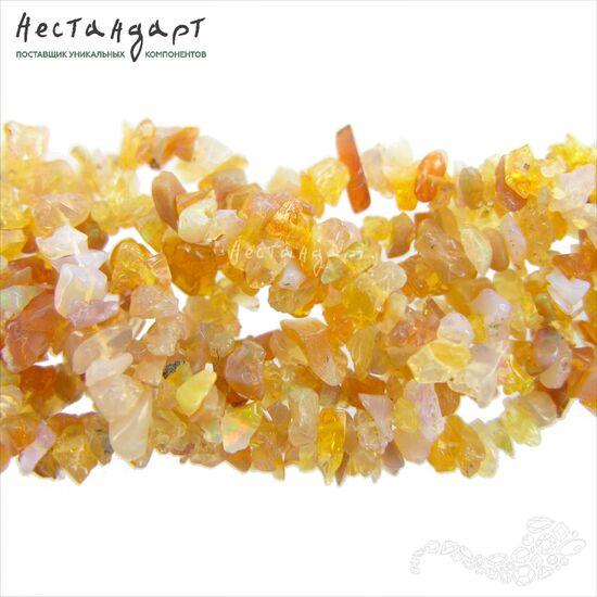 Опал натуральный эфиопский желтый галтовка 4-6 мм (нить 10 см), изображение 4