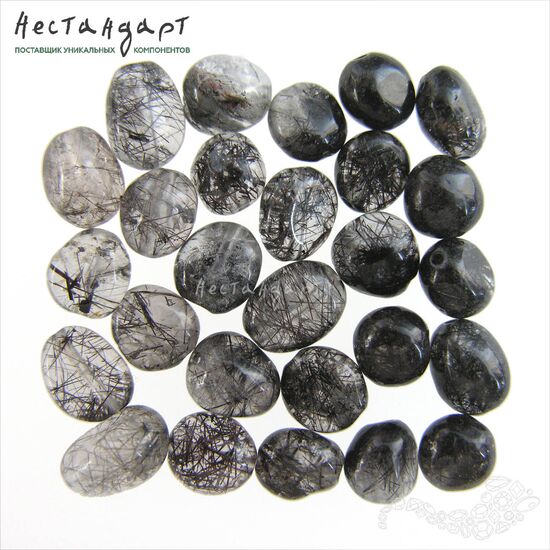 Кварц натуральный с шерлом 8-9х7-8 мм (уп. 10 шт.)