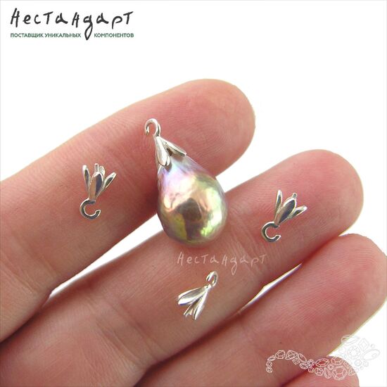 Концевик со штифтом Leaves Sterling Silver 8х4 мм, изображение 3