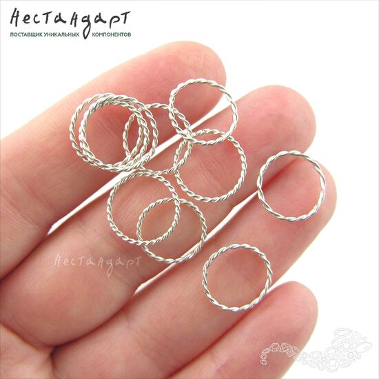 Кольцо соединительное паяное Twisted Round Sterling Silver 12х1 мм, изображение 2