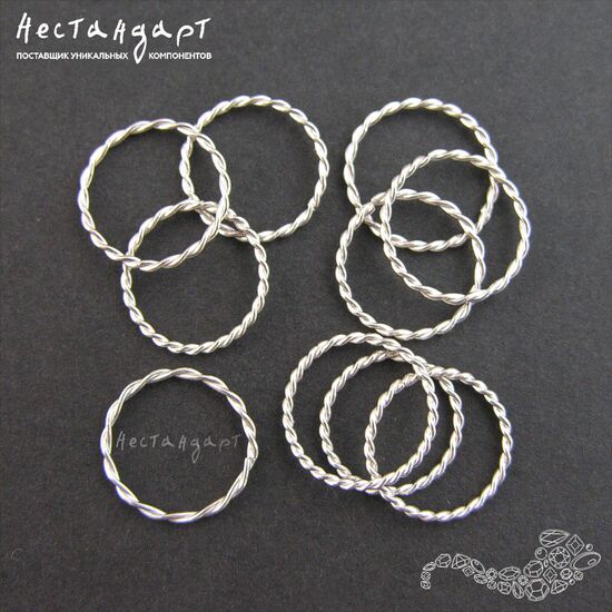 Кольцо соединительное паяное Twisted Round Sterling Silver 12х1 мм, изображение 3