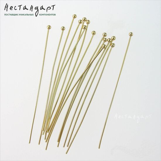 Пин с шариком Gold Plated 50х0,6 мм ( уп.10 шт.), изображение 3