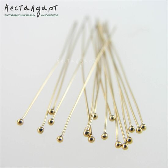 Пин с шариком Gold Filled 50х0,5 мм, изображение 4