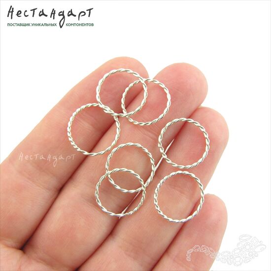 Кольцо соединительное паяное Twisted Round Sterling Silver 14х1 мм, изображение 2