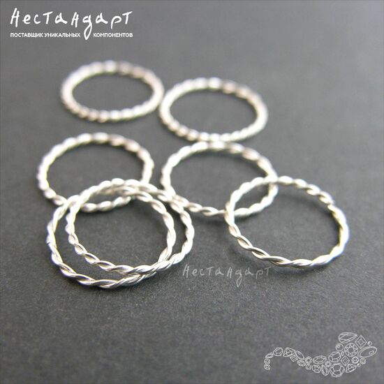 Кольцо соединительное паяное Twisted Round Sterling Silver 14х1 мм, изображение 3