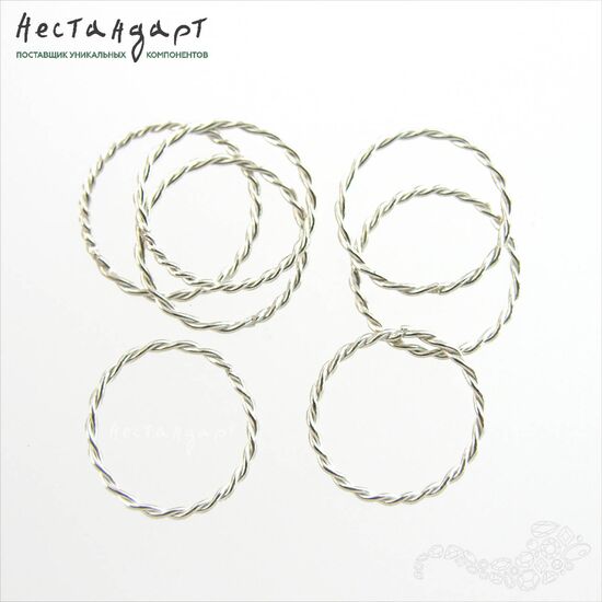 Кольцо соединительное паяное Twisted Round Sterling Silver 14х1 мм, изображение 4