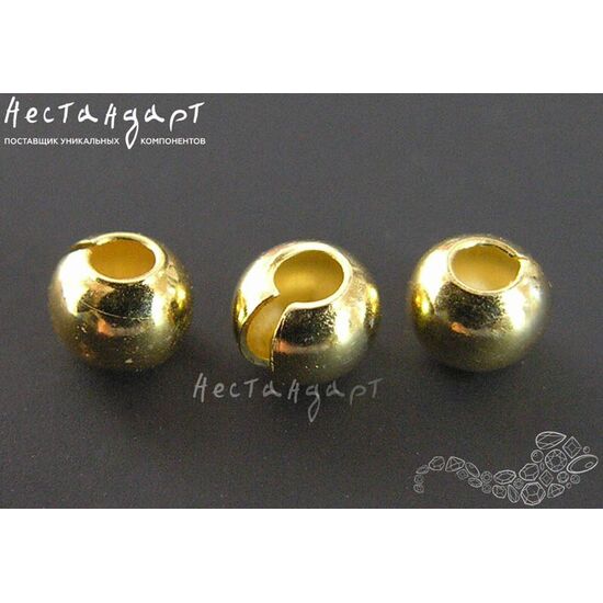 Маскировочные (Обжимные) бусины Vermeil Sterling Silver 4 мм, изображение 2