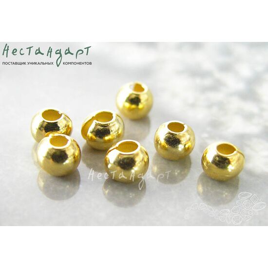 Маскировочные (Обжимные) бусины Vermeil Sterling Silver 4 мм, изображение 3