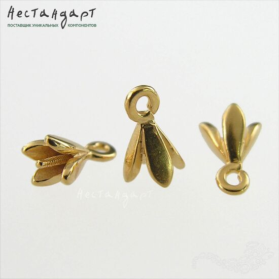 Концевик со штифтом Leaves Vermeil Sterling Silver 8х4 мм, изображение 4