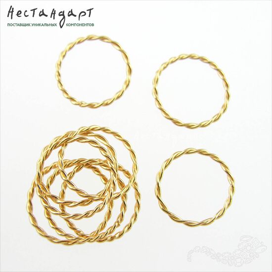 Кольцо соединительное паяное Twisted Round Vermeil Sterling Silver 12х1 мм