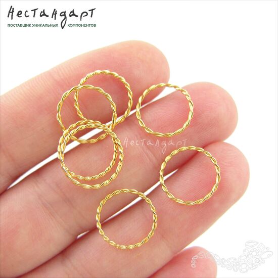 Кольцо соединительное паяное Twisted Round Vermeil Sterling Silver 12х1 мм, изображение 2