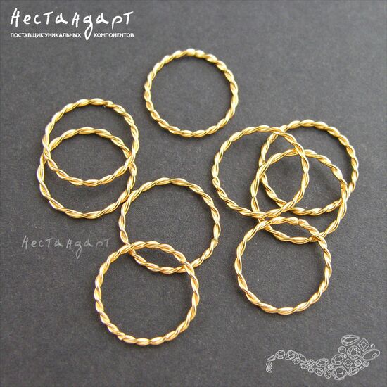 Кольцо соединительное паяное Twisted Round Vermeil Sterling Silver 12х1 мм, изображение 3