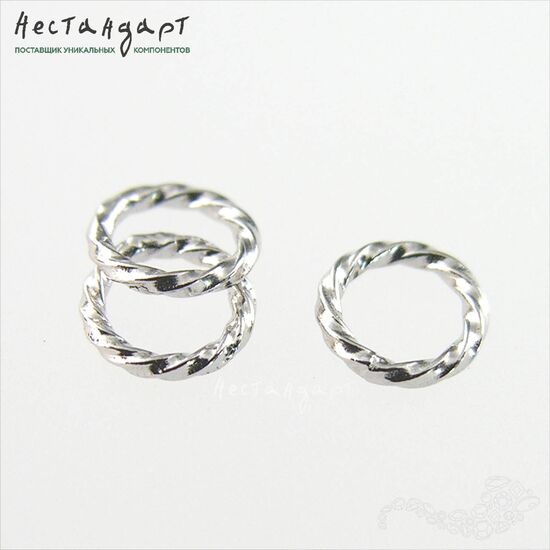 Кольцо соединительное паяное Twisted Sterling Silver Rhodium Plated 6 мм