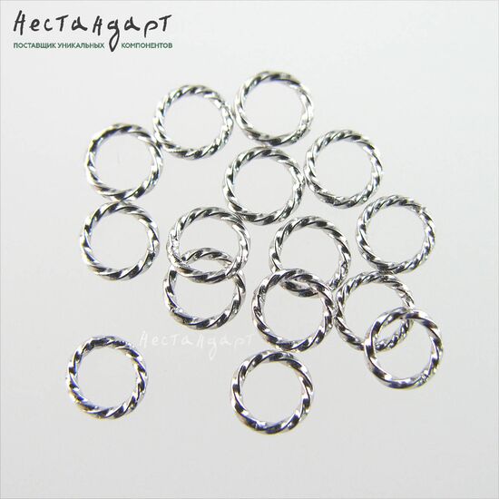 Кольцо соединительное паяное Twisted Sterling Silver Rhodium Plated 6 мм, изображение 4