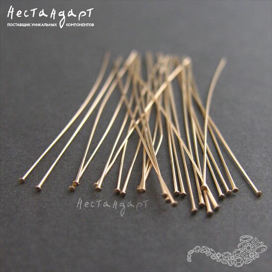 Пин со шляпкой Gold Filled 50х0,4 мм, изображение 2