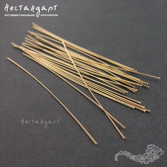 Пин со шляпкой Gold Filled 50х0,4 мм, изображение 3