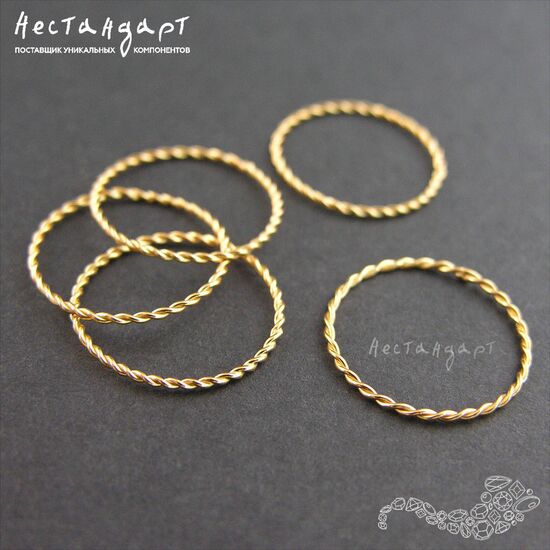 Кольцо соединительное паяное Twisted Round Vermeil Sterling Silver 18х1 мм, изображение 2