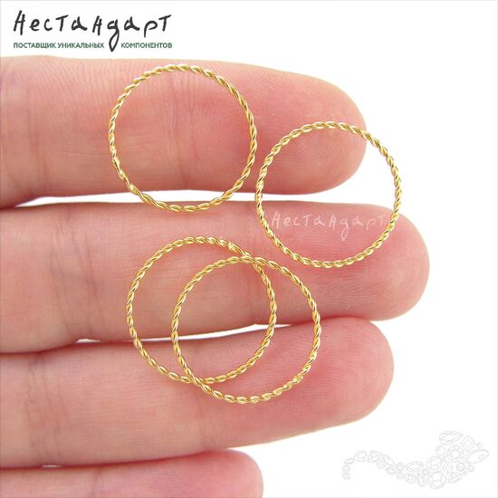 Кольцо соединительное паяное Twisted Round Vermeil Sterling Silver 18х1 мм, изображение 3