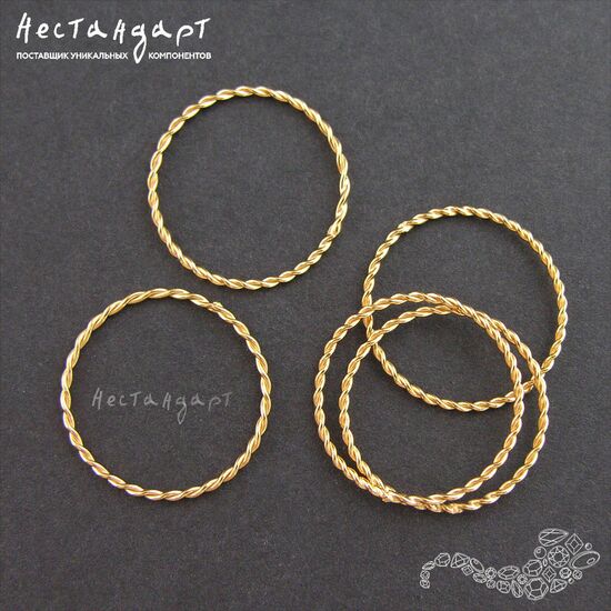 Кольцо соединительное паяное Twisted Round Vermeil Sterling Silver 18х1 мм, изображение 4