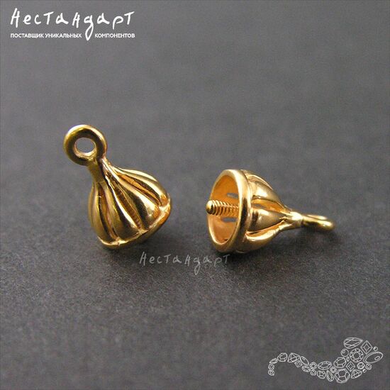 Концевик со штифтом Truffle Vermeil Sterling Silver 9х5 мм, изображение 4