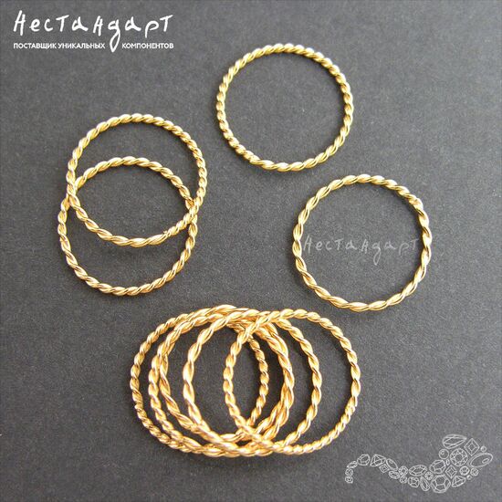 Кольцо соединительное паяное Twisted Round Vermeil Sterling Silver 14х1 мм