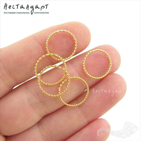 Кольцо соединительное паяное Twisted Round Vermeil Sterling Silver 14х1 мм, изображение 3