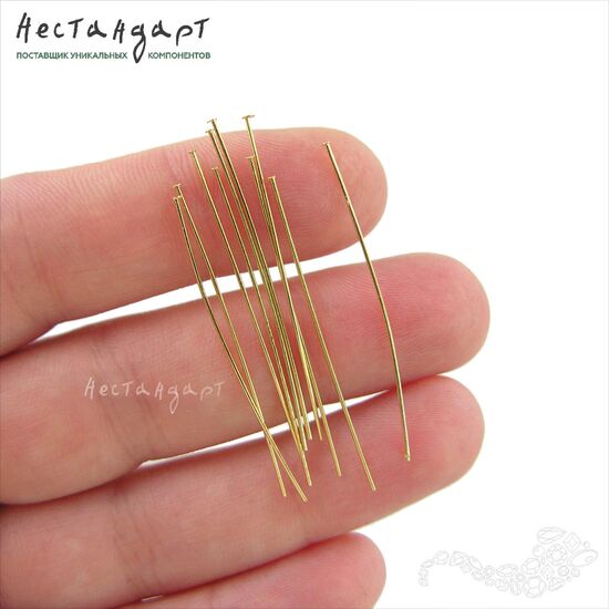 Пин со шляпкой Gold Plated 38х0,5 мм (уп. 9 шт.), изображение 2