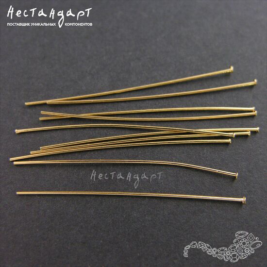 Пин со шляпкой Gold Plated 38х0,5 мм (уп. 9 шт.), изображение 3