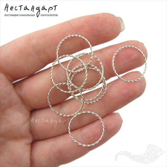 Кольцо соединительное паяное Twisted Round Sterling Silver 18х1 мм, изображение 2