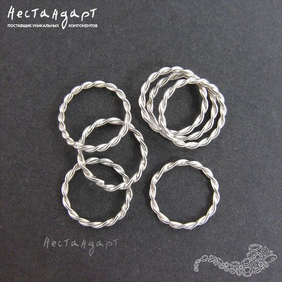 Кольцо соединительное паяное Twisted Round Sterling Silver 9х1 мм