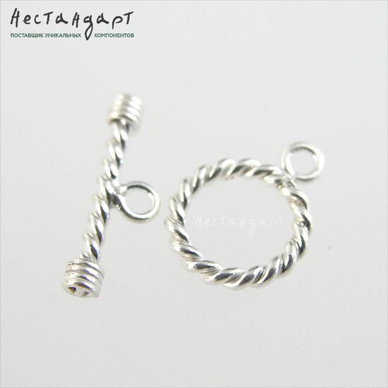 Замок-тогл Twisted Sterling Silver 13 мм