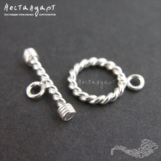 Замок-тогл Twisted Sterling Silver 13 мм, изображение 3